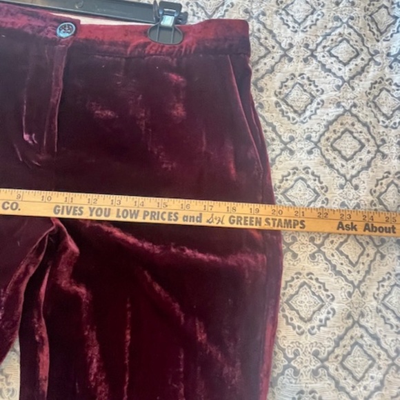 NWT Marella Burgundy Crushed Velvet Wide Leg Pants Sz 10 Quiet Luxury Designer - Picture 7 of 13